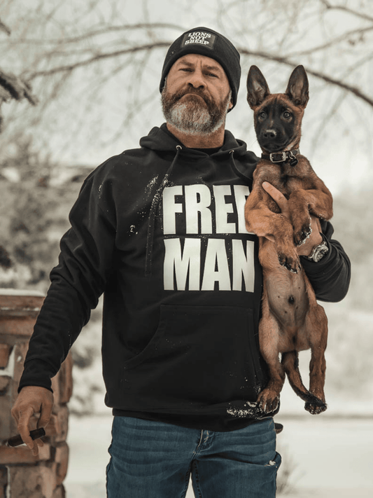 Lions Not Sheep FREE MAN Unisex Pullover Hoodie - Clothing - Anytime Apparel Cranbrook